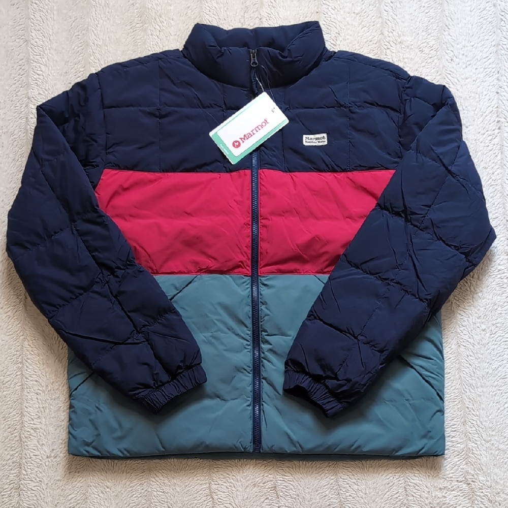 Marmot Ares Puffer Jacket NWT Navy Red Men's L